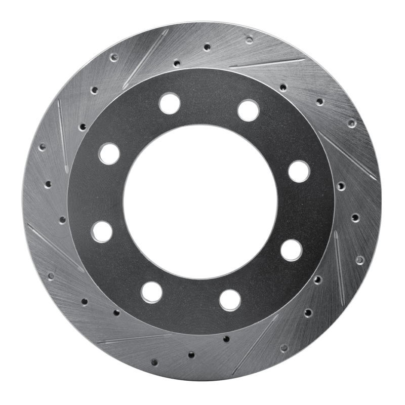Ford F-250 Super Duty Brake Rotor (1) - Rear Left - DFC - Drilled & Slotted - Silver - `99-`05