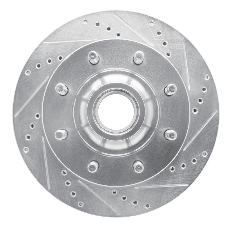 Ford Excursion Brake Rotor (1) - Front Right - DFC - Drilled & Slotted - Silver - `99-`02