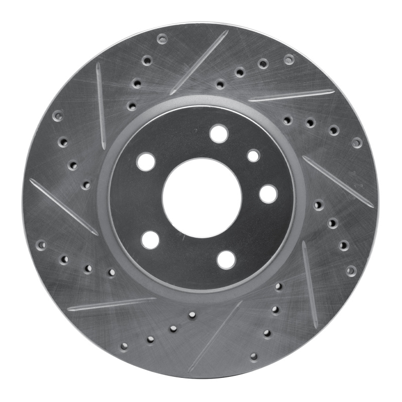 Ford Special Service Police Sedan Brake Rotor (1) - Front Left - DFC - Drilled & Slotted - Silver - `13-`20