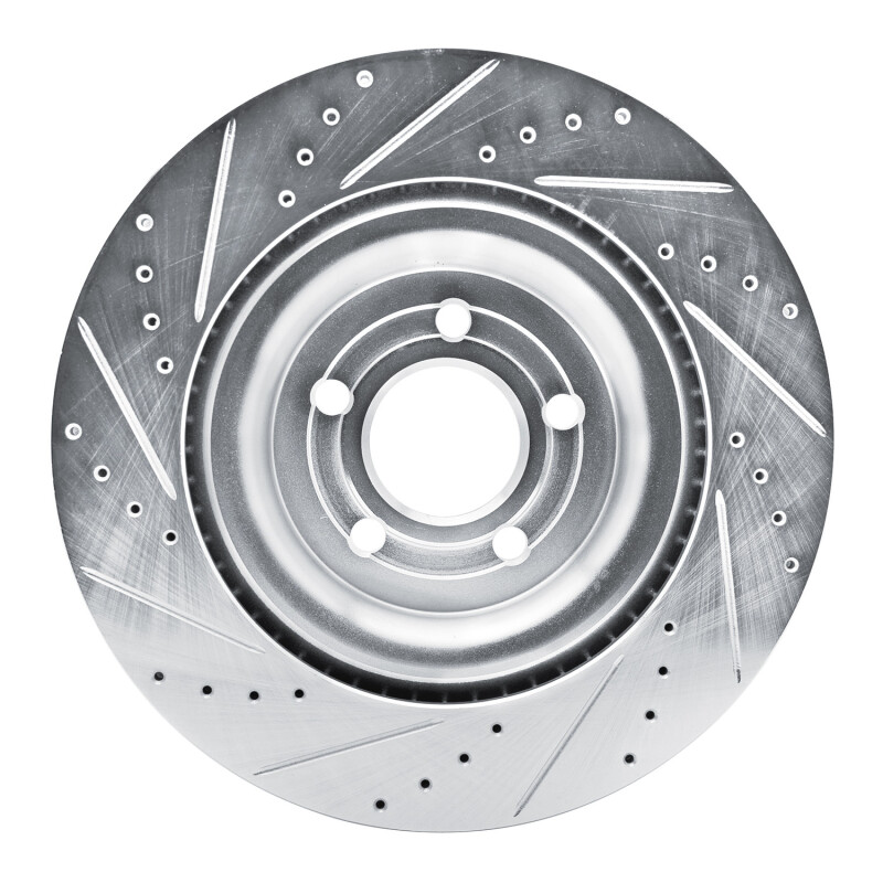 Ford Police Interceptor Utility Brake Rotor (1) - Rear Right - DFC - Drilled & Slotted - Silver - `20-`25
