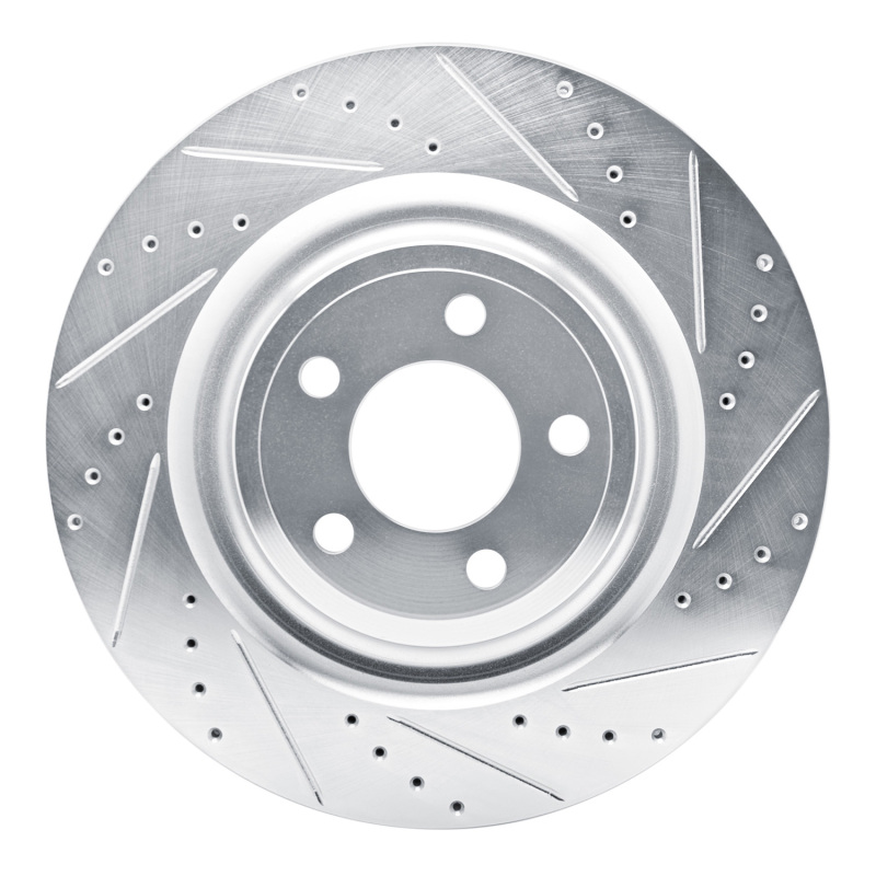 Ford Police Interceptor Utility Brake Rotor (1) - Rear Right - DFC - Drilled & Slotted - Silver - `20-`25