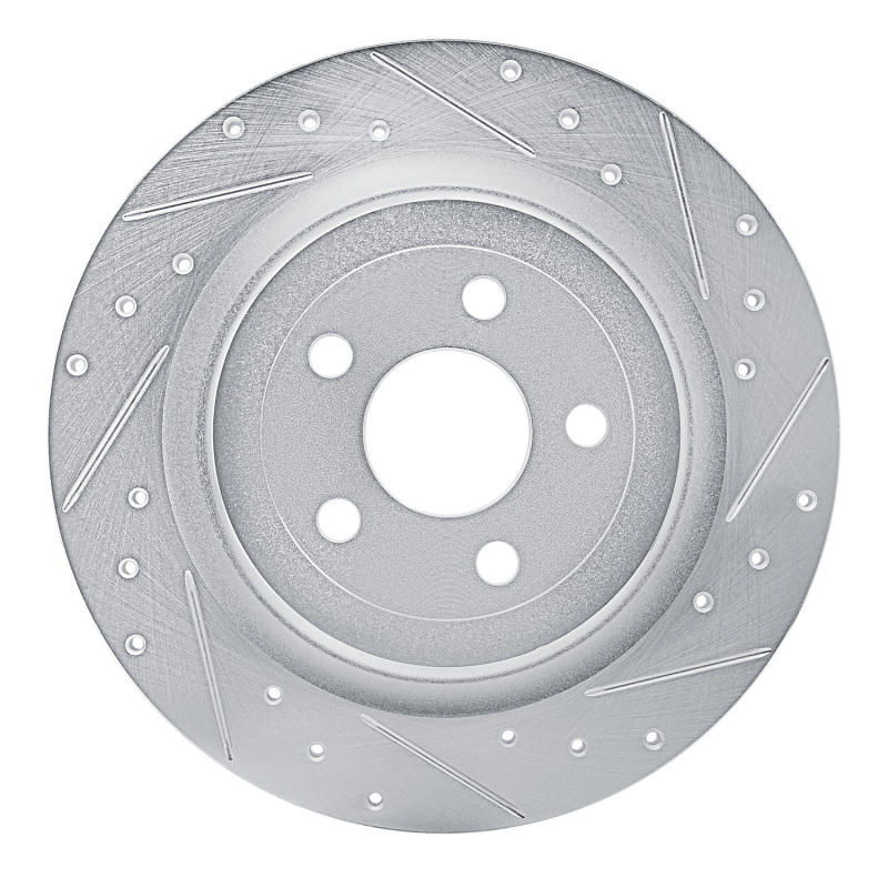 Ford Mustang Mach-E Brake Rotor (1) - Rear Right - DFC - Drilled & Slotted - Silver - `21-`25
