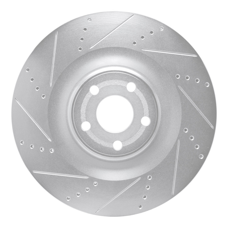 Ford Mustang Mach-E Brake Rotor (1) - Front Left - DFC - Drilled & Slotted - Silver - `21-`25