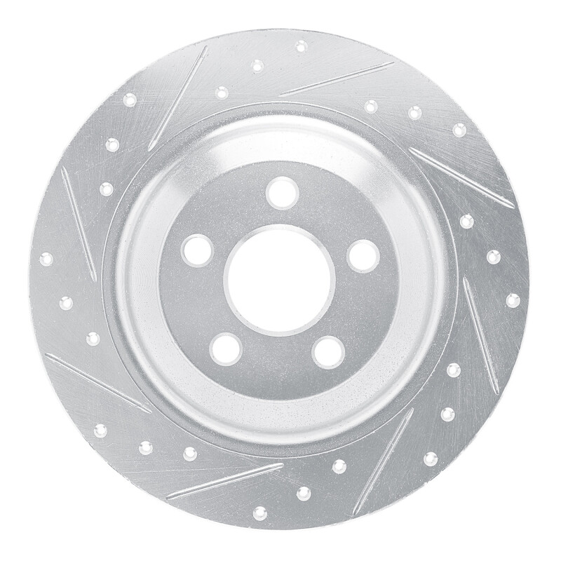 Ford Maverick Brake Rotor (1) - Rear Right - DFC - Drilled & Slotted - Silver - `22-`25
