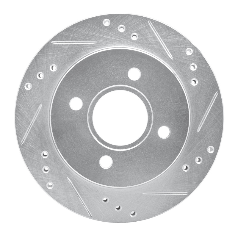 Ford Contour Brake Rotor (1) - Rear Right - DFC - Drilled & Slotted - Silver - `95-`04