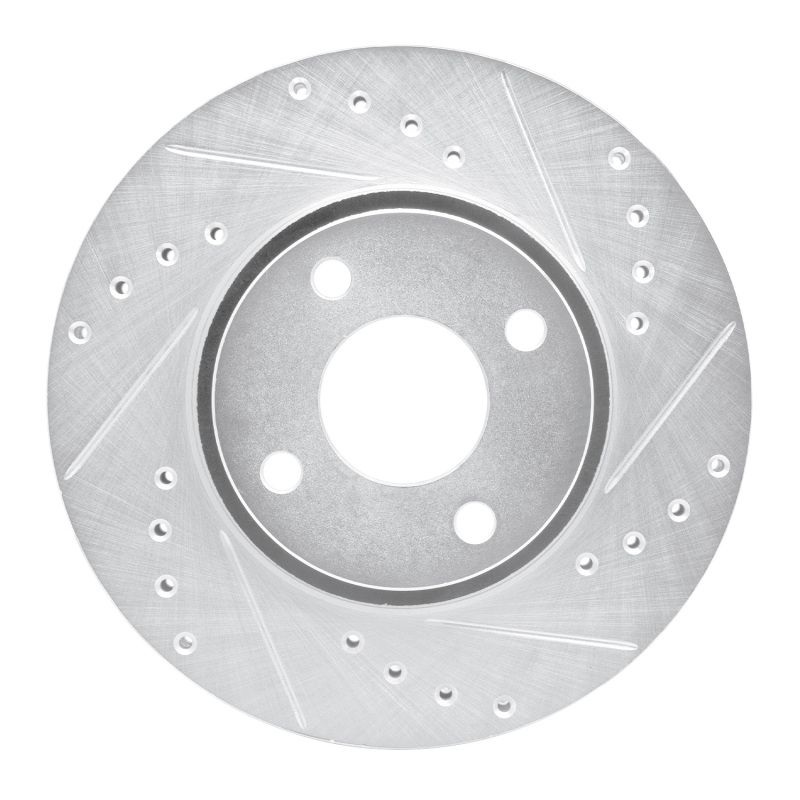 Ford Contour Brake Rotor (1) - Front Right - DFC - Drilled & Slotted - Silver - `98-`04