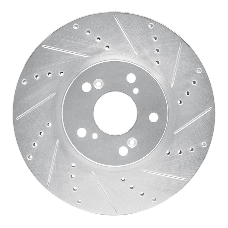 Acura TL Brake Rotor (1) - Front Right - DFC - Drilled & Slotted - Silver - `04-`08