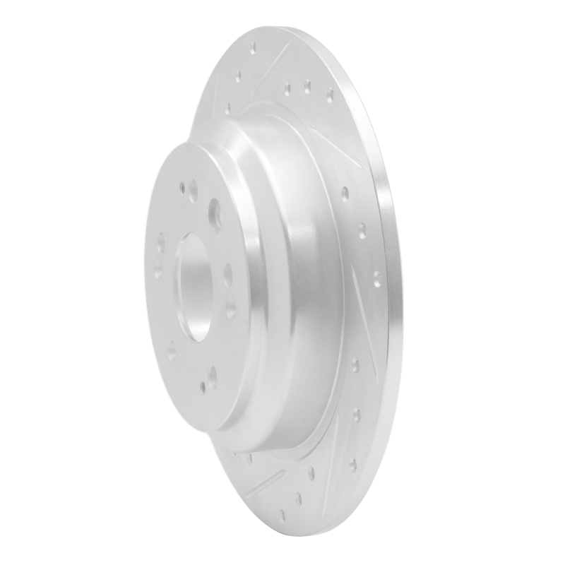 Honda Crosstour Brake Rotor (1) - Rear Left - DFC - Drilled & Slotted - Silver - `10-`15