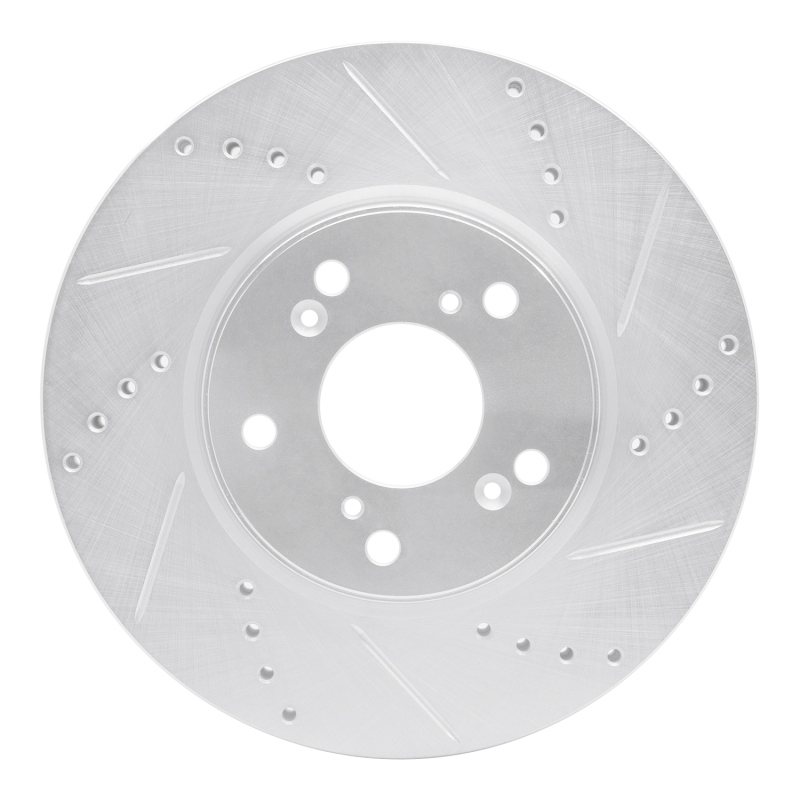 Honda Civic Brake Rotor (1) - Front Right - DFC - Drilled & Slotted - Silver - `13-`25