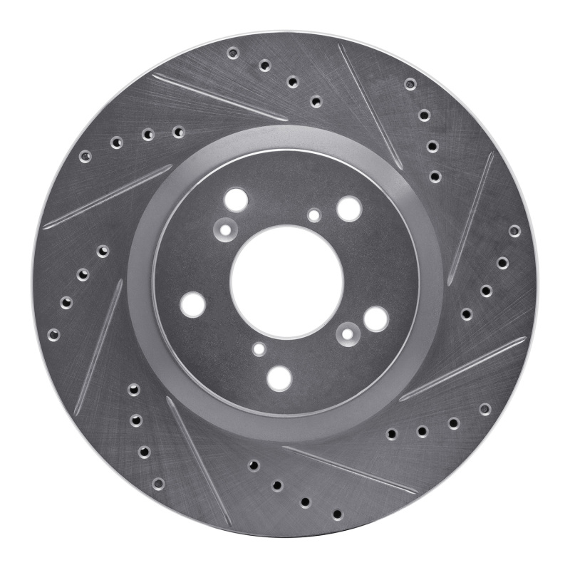 Acura TL Brake Rotor (1) - Front Right - DFC - Drilled & Slotted - Silver - `09-`14