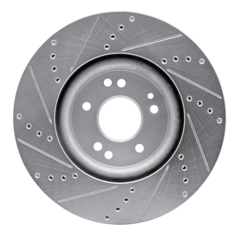 Mercedes-Benz E500 Brake Rotor (1) - Left Front - DFC - Drilled & Slotted - Silver - `94-`02