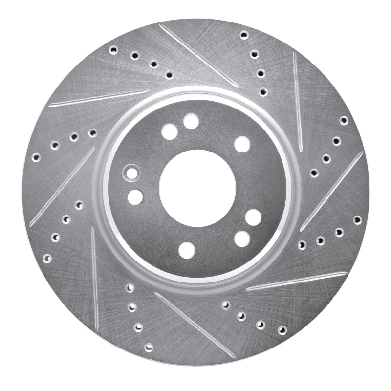 Mercedes-Benz E500 Brake Rotor (1) - Left Front - DFC - Drilled & Slotted - Silver - `94-`02