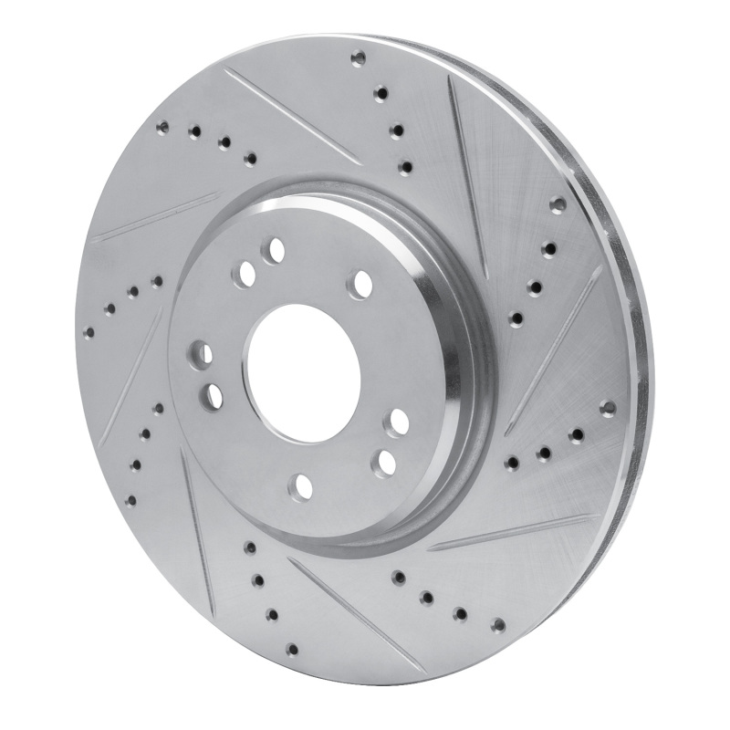 Mercedes-Benz E500 Brake Rotor (1) - Left Front - DFC - Drilled & Slotted - Silver - `94-`02