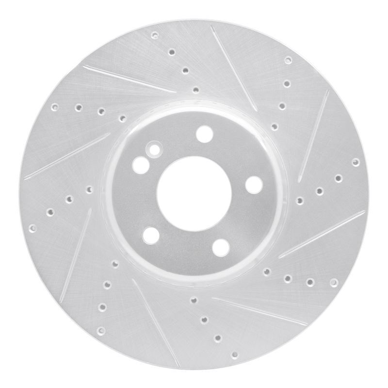 Mercedes-Benz E300 Brake Rotor (1) - Front Right - DFC - Drilled & Slotted - Silver - `15-`23
