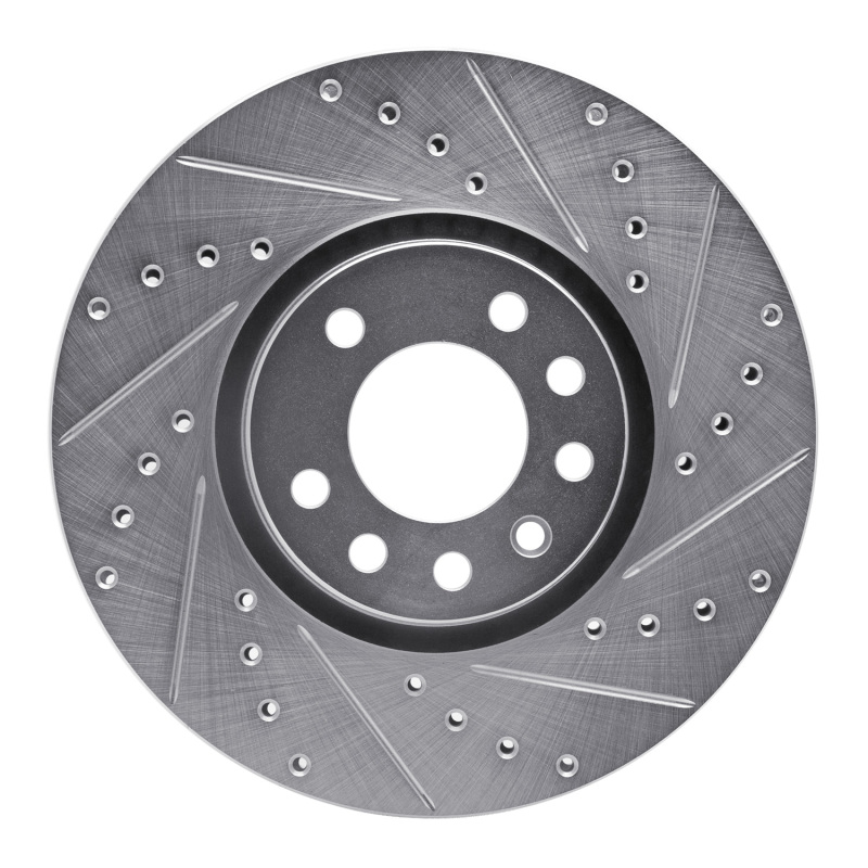 Chevrolet Astra Brake Rotor (1) - Front Right - DFC - Drilled & Slotted - Silver - `99-`10