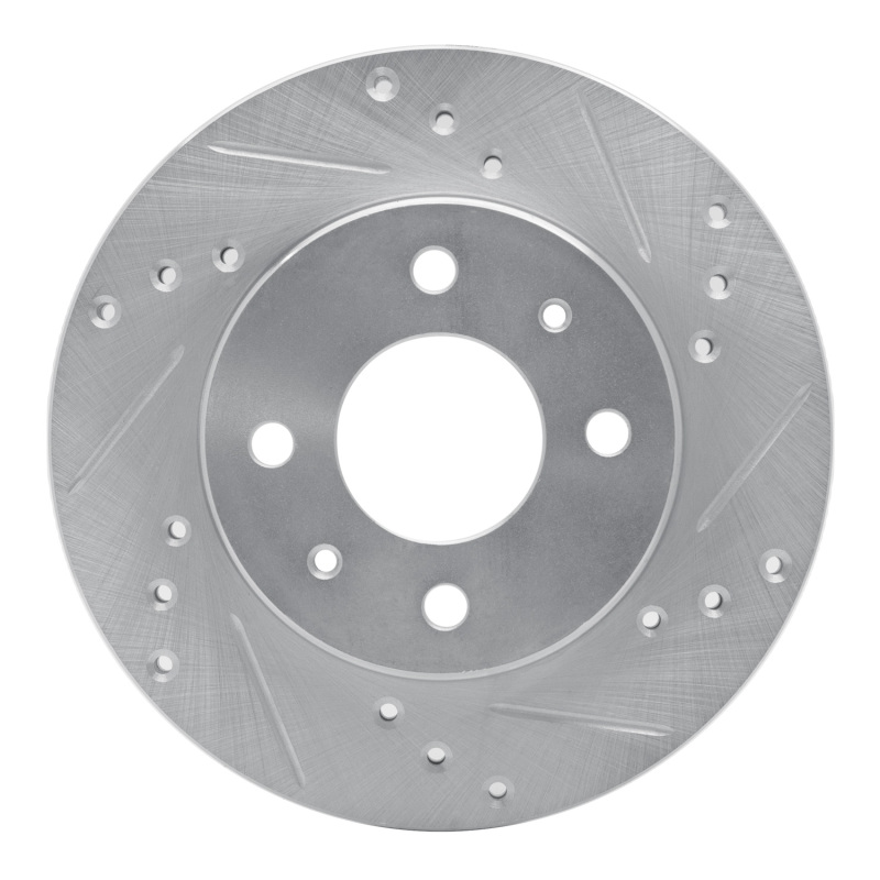Nissan Tsuru Brake Rotor (1) - Front Right - DFC - Drilled & Slotted - Silver - `86-`17