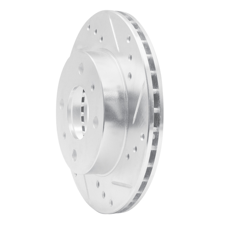 Nissan Sentra Brake Rotor (1) - Front Right - DFC - Drilled & Slotted - Silver - `95-`00