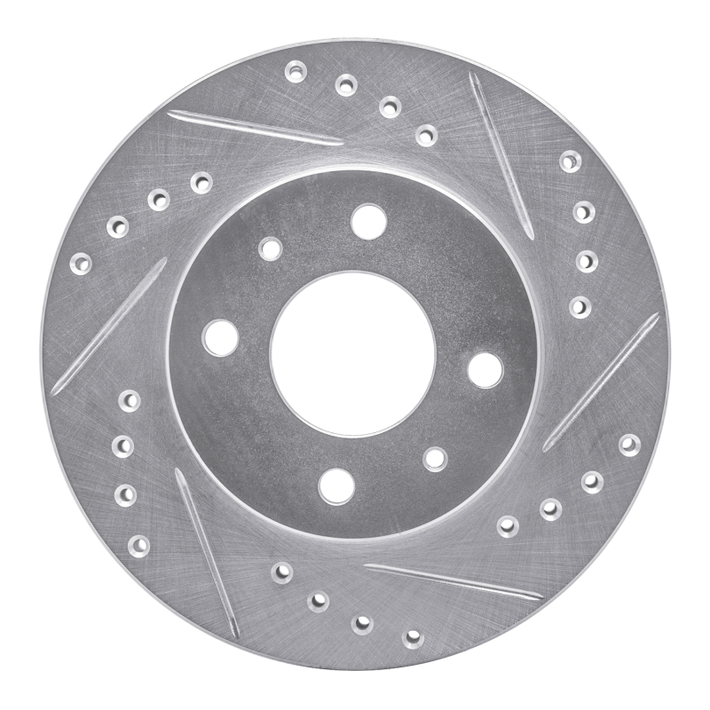 Nissan 200SX Brake Rotor (1) - Front Right - DFC - Drilled & Slotted - Silver - `95-`00
