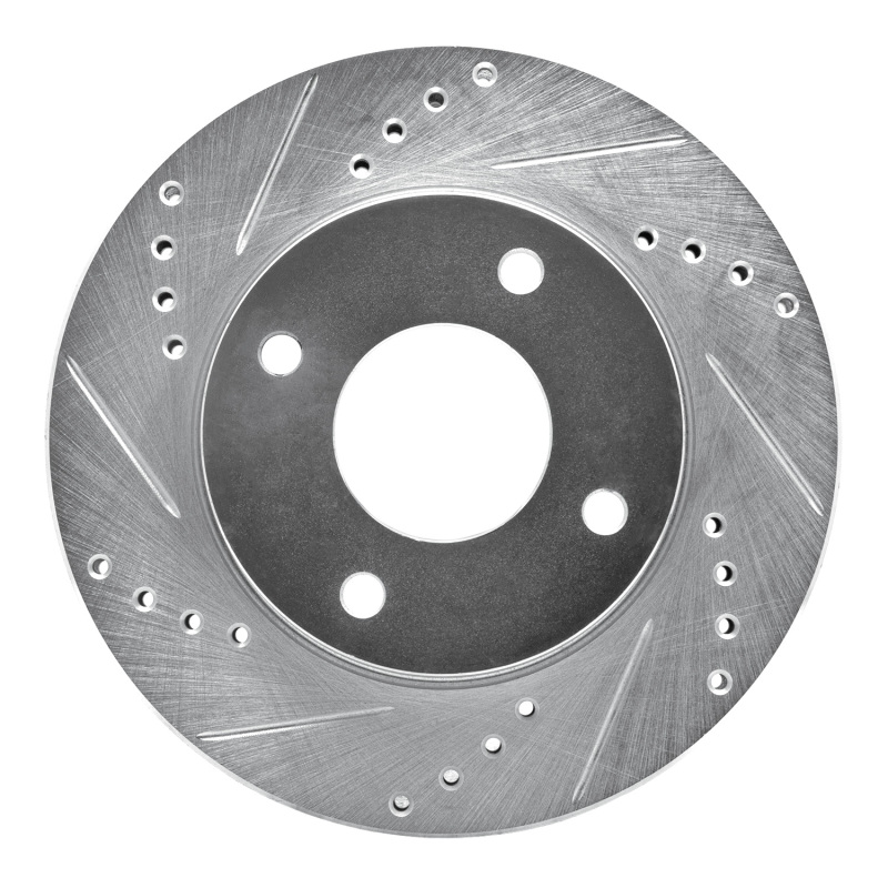 Nissan Tiida Brake Rotor (1) - Front Left - DFC - Drilled & Slotted - Silver - `07-`17