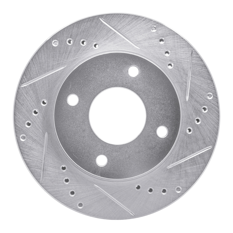 Nissan Tiida Brake Rotor (1) - Front Right - DFC - Drilled & Slotted - Silver - `07-`17