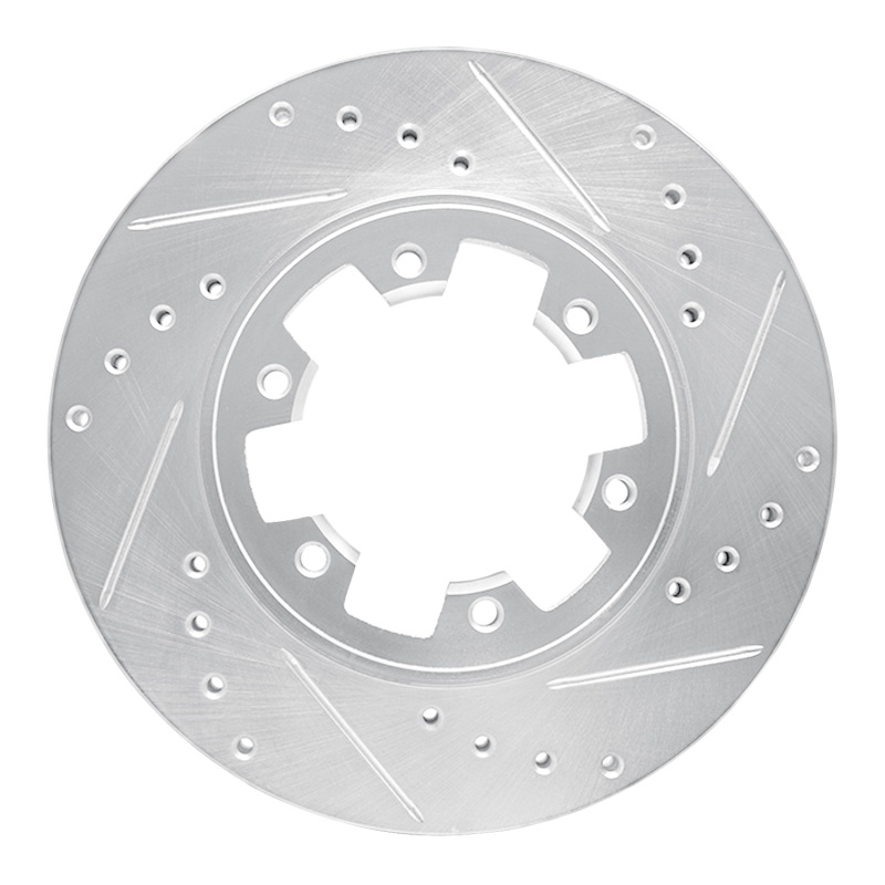 Nissan Pathfinder Brake Rotor (1) - Front Right - DFC - Drilled & Slotted - Silver - `85-`02