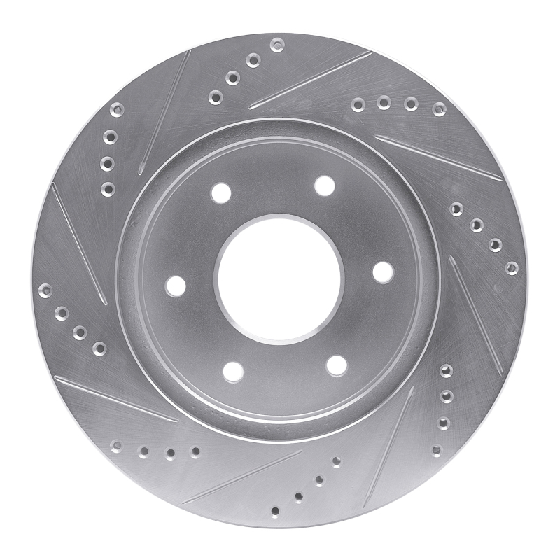 Infiniti QX56 Brake Rotor (1) - Front Right - DFC - Drilled & Slotted - Silver - `04-`05