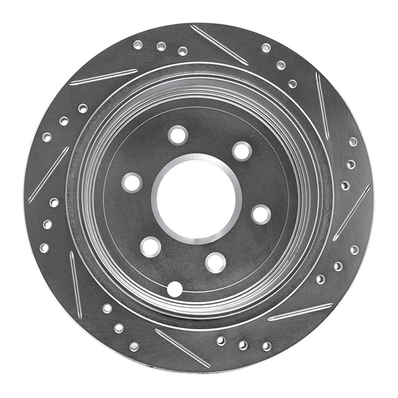 Nissan XTerra Brake Rotor (1) - Rear Left - DFC - Drilled & Slotted - Silver - `05-`25