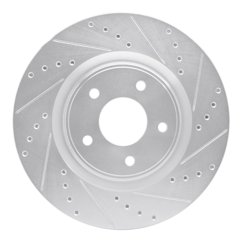 Nissan X-Trail Brake Rotor (1) - Front Right - DFC - Drilled & Slotted - Silver - `14-`19