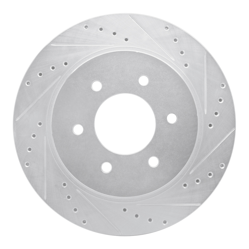 Nissan Titan XD Brake Rotor (1) - Front Right - DFC - Drilled & Slotted - Silver - `16-`24