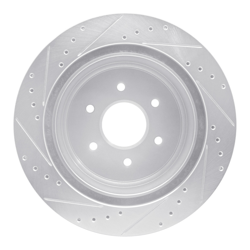 Nissan Titan XD Brake Rotor (1) - Rear Right - DFC - Drilled & Slotted - Silver - `16-`24