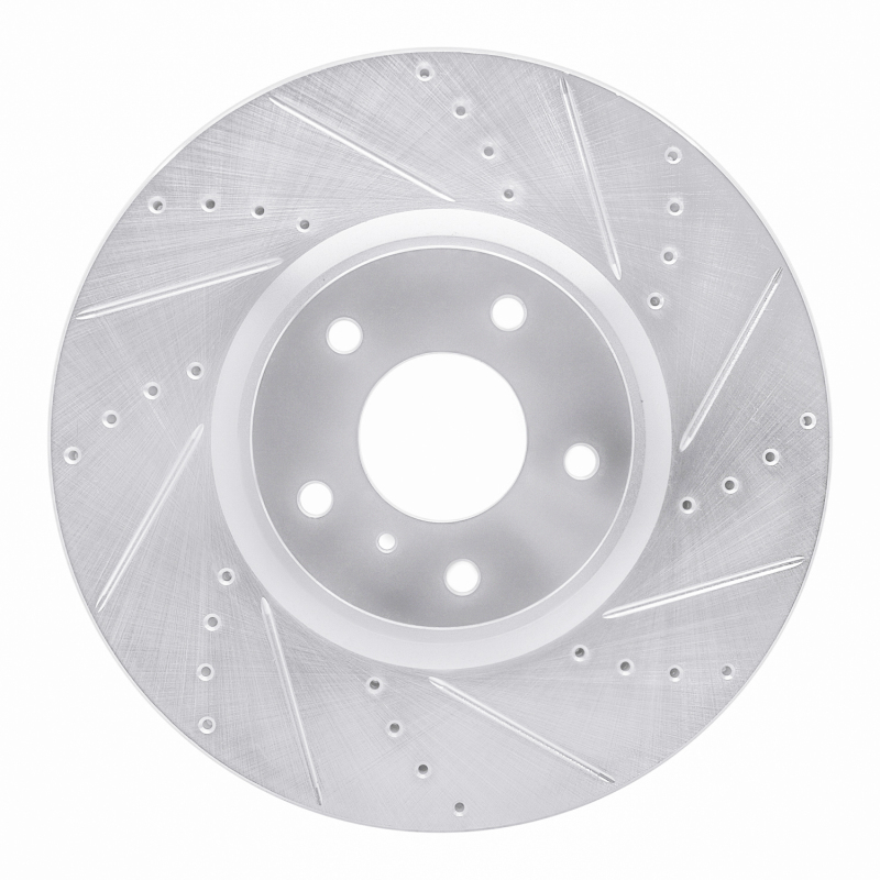 Infiniti Q60 Brake Rotor (1) - Front Right - DFC - Drilled & Slotted - Silver - `07-`15