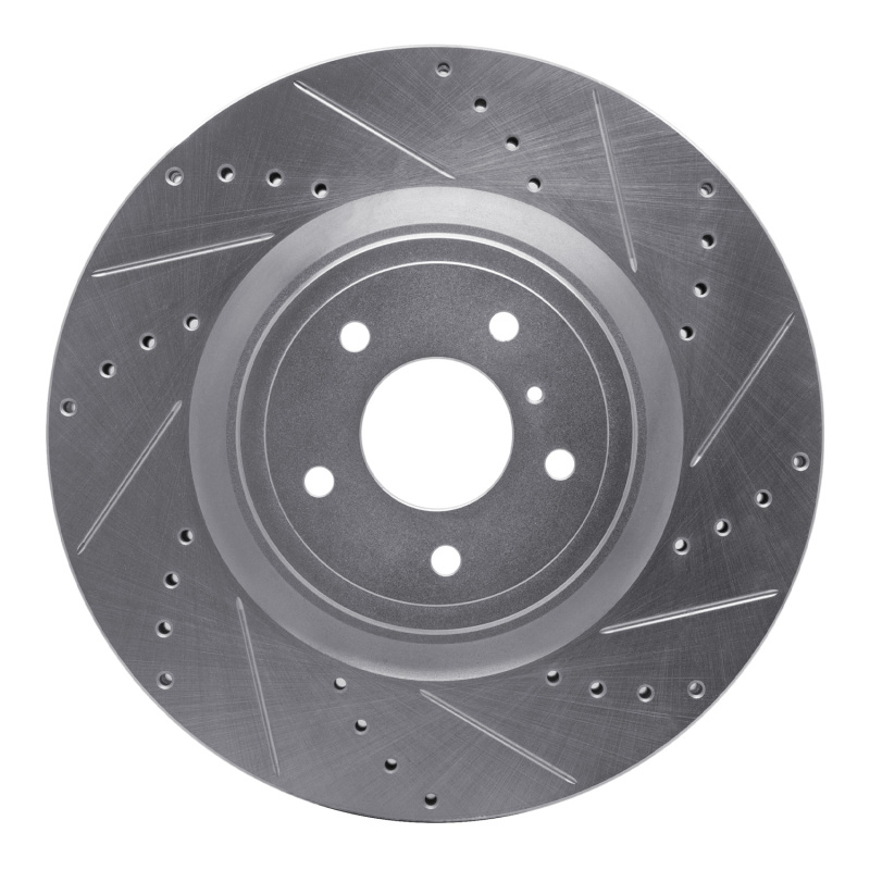 Infiniti Q60 Brake Rotor (1) - Front Right - DFC - Drilled & Slotted - Silver - `08-`25