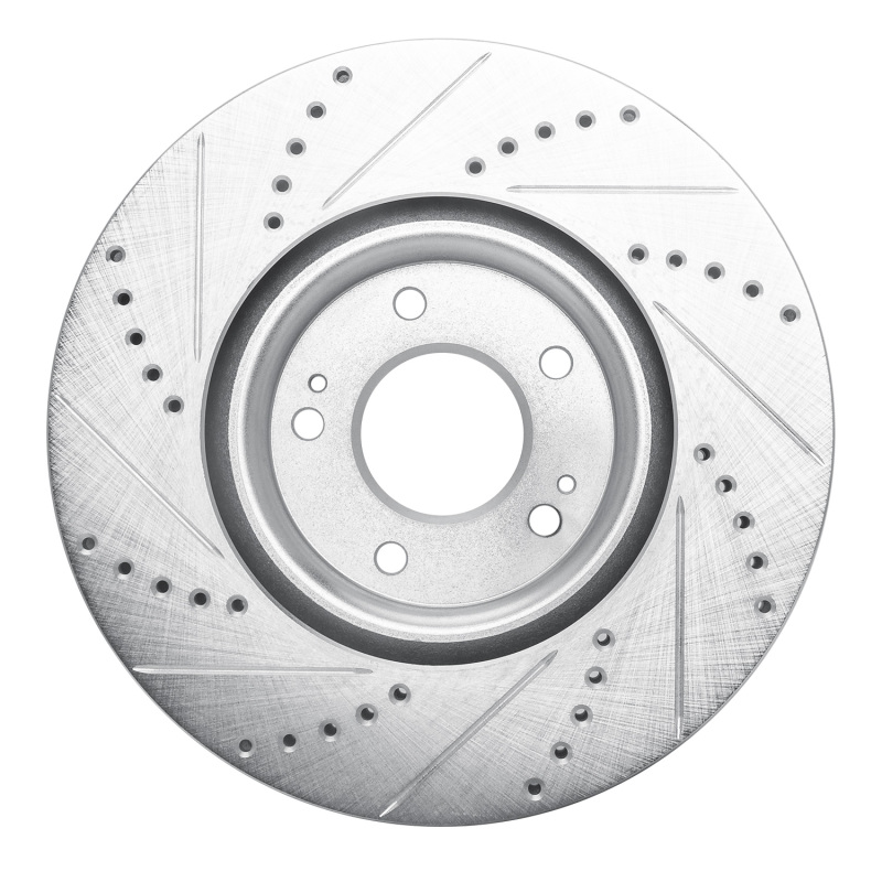 Mitsubishi Lancer Brake Rotor (1) - Front Right - DFC - Drilled & Slotted - Silver - `03-`06