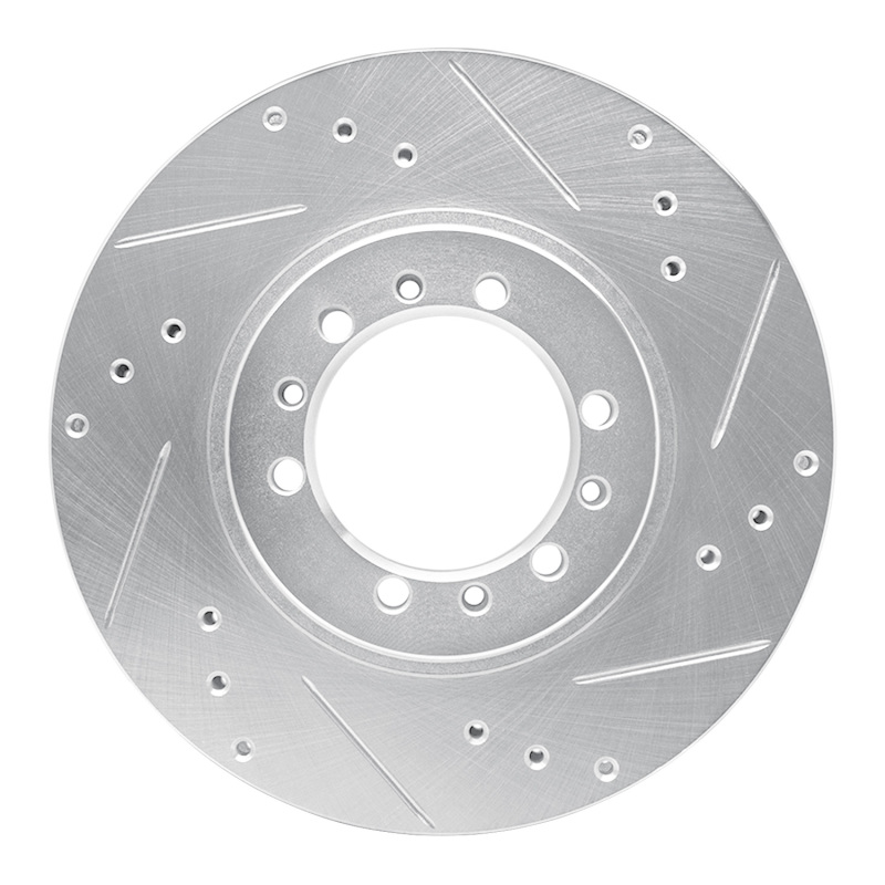 Mitsubishi Montero Brake Rotor (1) - Front Right - DFC - Drilled & Slotted - Silver - `94-`00
