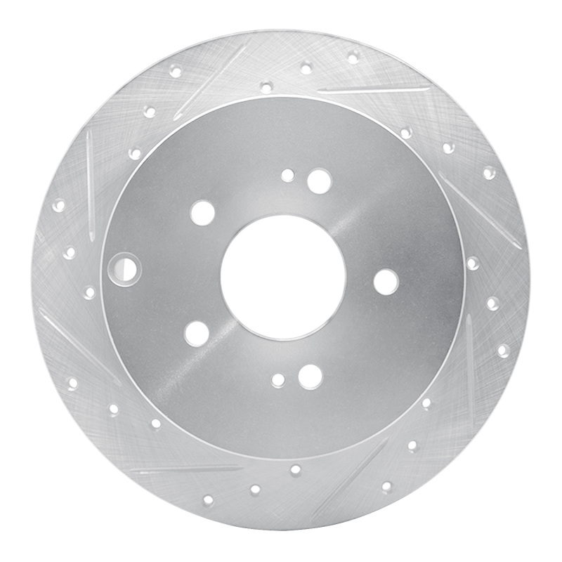 Mitsubishi Endeavor Brake Rotor (1) - Rear Left - DFC - Drilled & Slotted - Silver - `04-`11