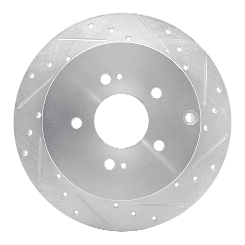 Mitsubishi Endeavor Brake Rotor (1) - Rear Right - DFC - Drilled & Slotted - Silver - `04-`11