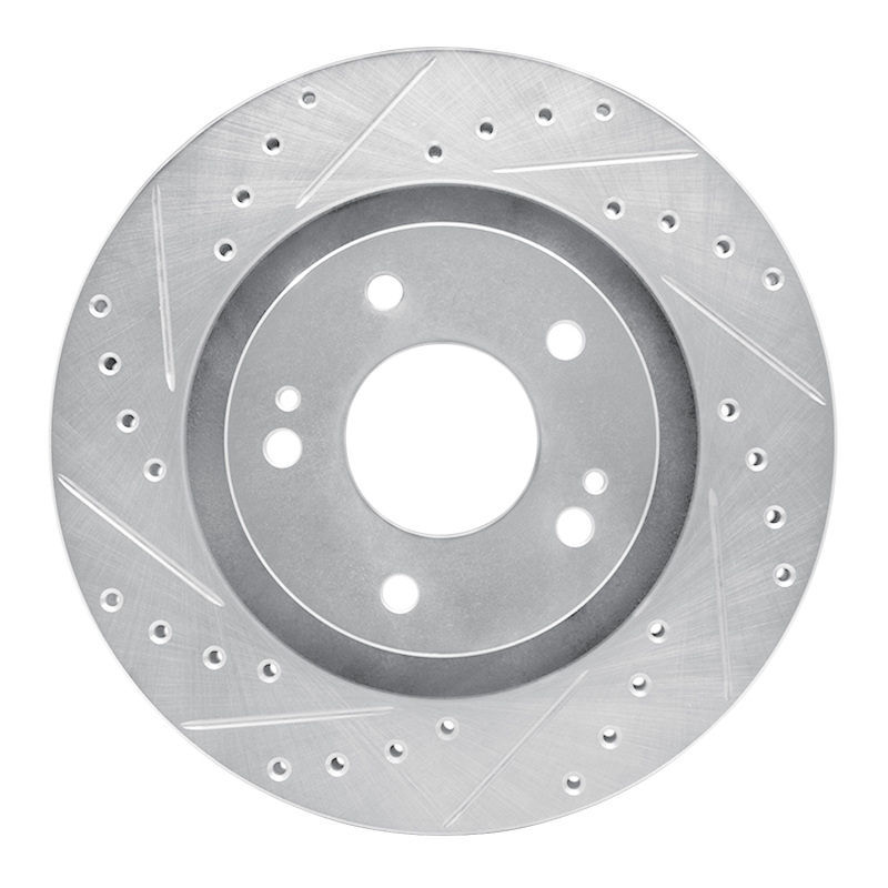 Mitsubishi Outlander Brake Rotor (1) - Front Left - DFC - Drilled & Slotted - Silver - `05-`22