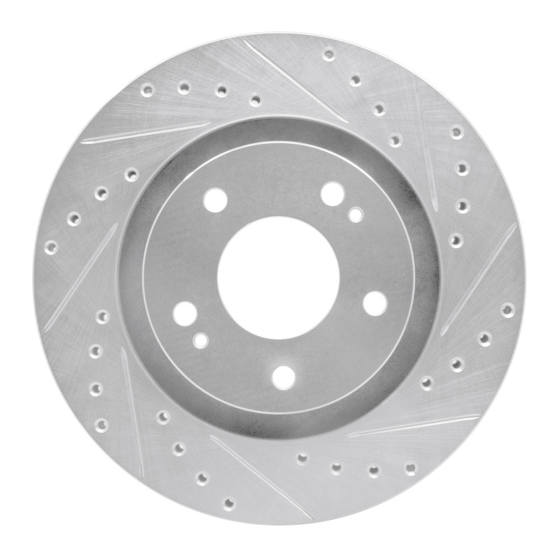 Mitsubishi Outlander Brake Rotor (1) - Front Right - DFC - Drilled & Slotted - Silver - `05-`22