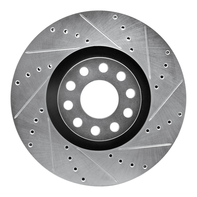 Audi A8 Brake Rotor (1) - Front Right - DFC - Drilled & Slotted - Silver - `00-`03