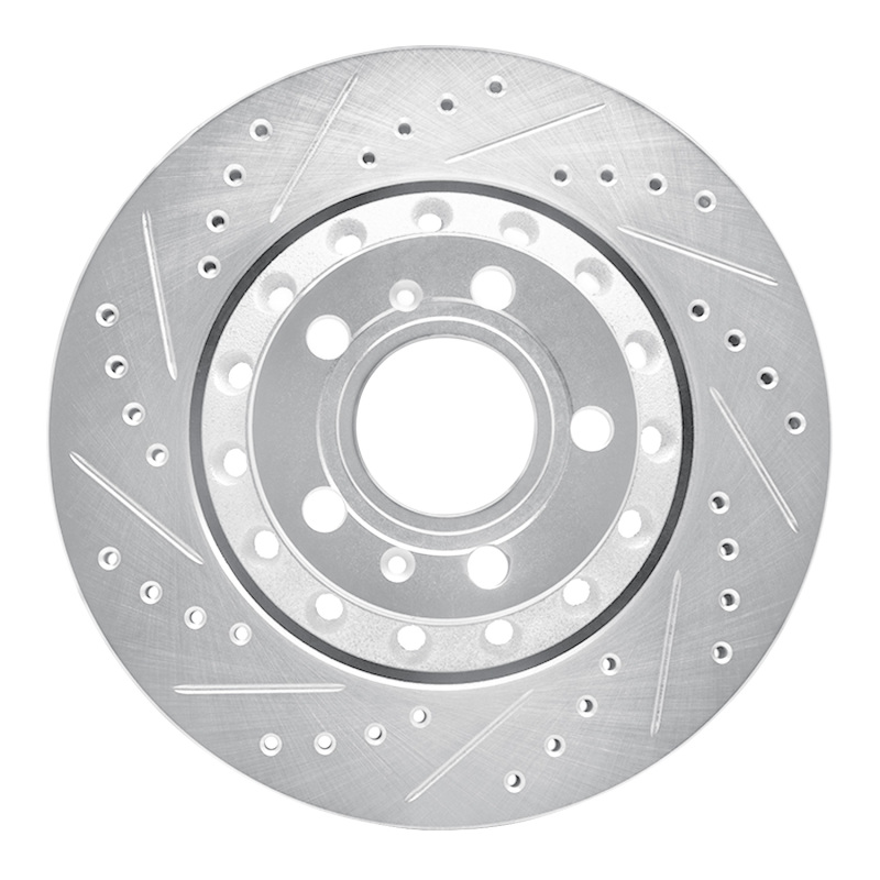 Audi A8 Brake Rotor (1) - Rear Left - DFC - Drilled & Slotted - Silver - `04-`10