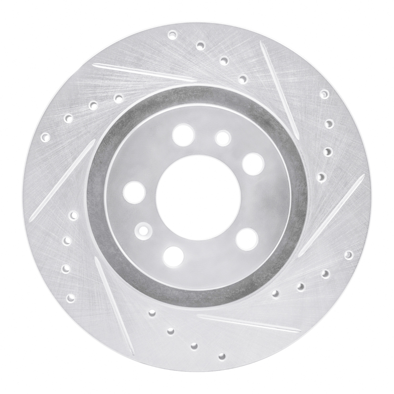 Volkswagen Jetta Wagon Brake Rotor (1) - Front Right - DFC - Drilled & Slotted - Silver - `98-`15