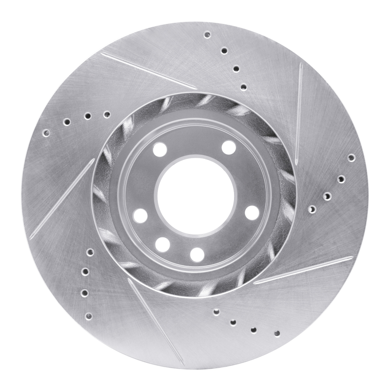 Porsche Cayenne Brake Rotor (1) - Right Front - DFC - Drilled & Slotted - Silver - `11-`18