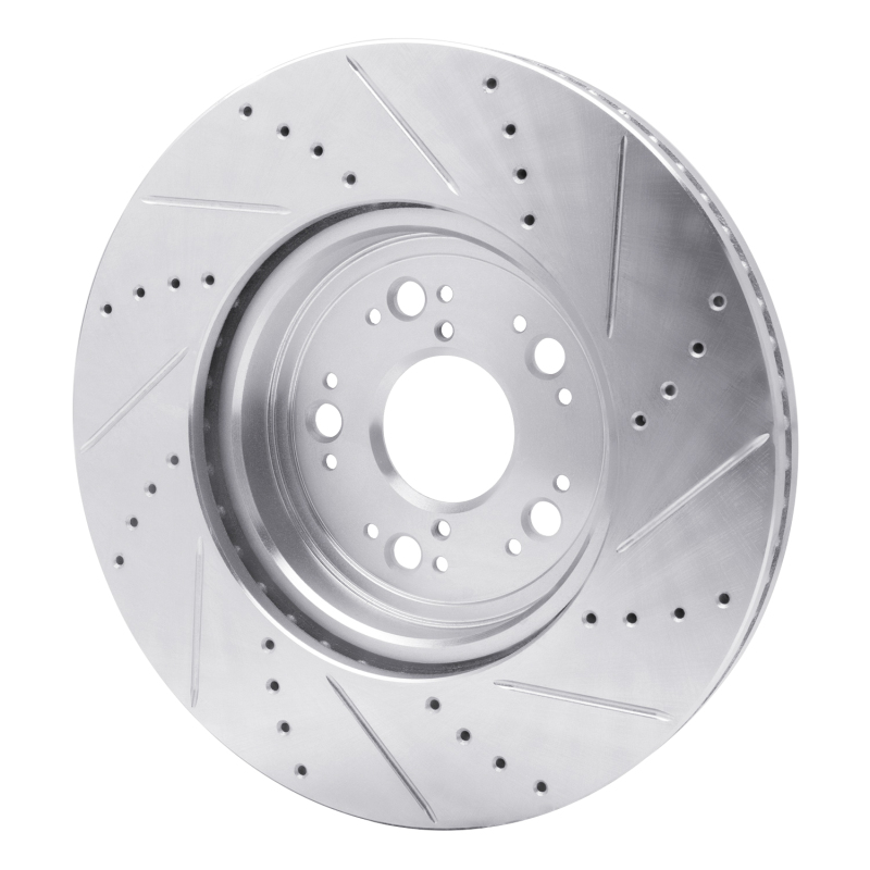 Lexus LS400 Brake Rotor (1) - Front Left - DFC - Drilled & Slotted - Silver - `95-`00