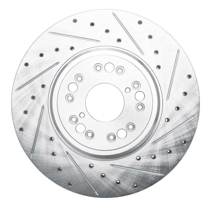 Lexus LS400 Brake Rotor (1) - Front Right - DFC - Drilled & Slotted - Silver - `95-`00