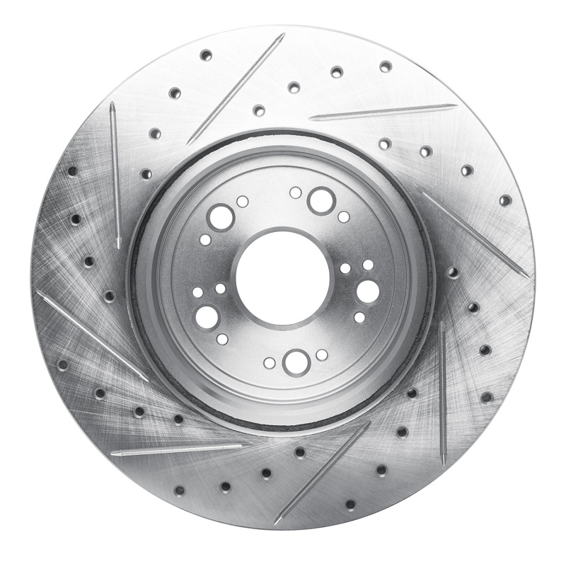 Lexus LS400 Brake Rotor (1) - Front Right - DFC - Drilled & Slotted - Silver - `95-`00