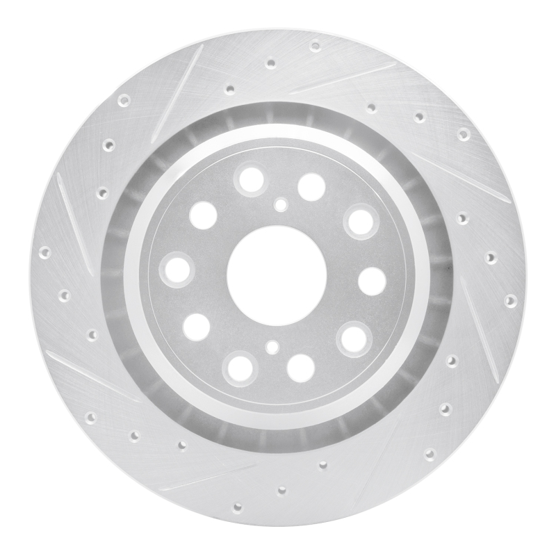 Lexus LS460 Brake Rotor (1) - Left Rear - DFC - Drilled & Slotted - Silver - `07-`17