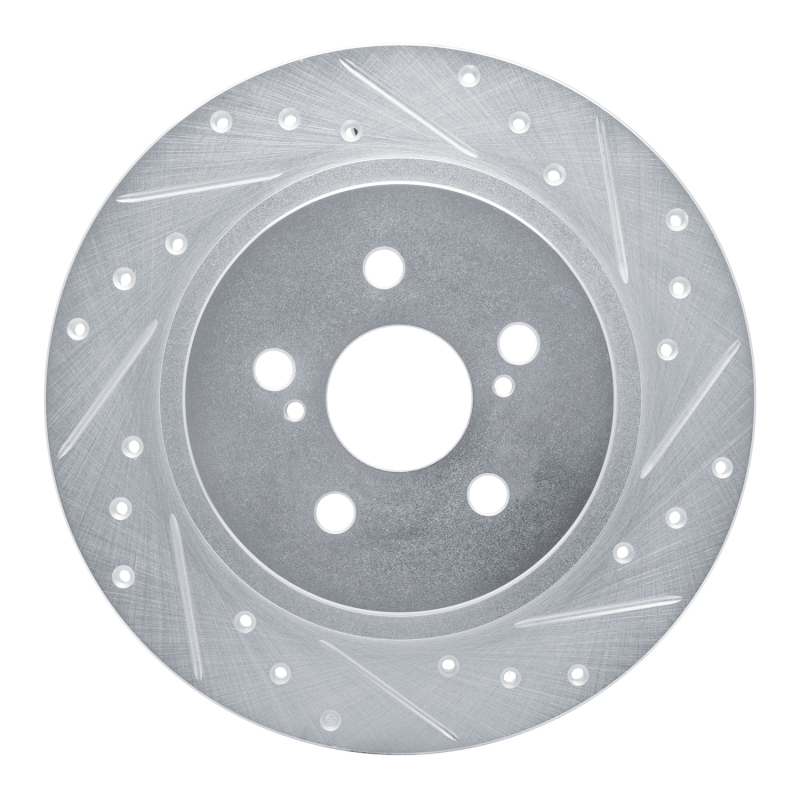 Lexus CT200H Brake Rotor (1) - Rear Right - DFC - Drilled & Slotted - Silver - `11-`17