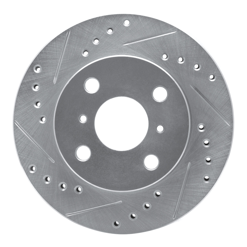 Toyota Echo Brake Rotor (1) - Front Left - DFC - Drilled & Slotted - Silver - `99-`05