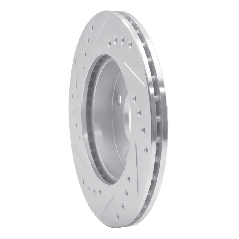 Toyota Yaris Brake Rotor (1) - Front Right - DFC - Drilled & Slotted - Silver - `99-`05