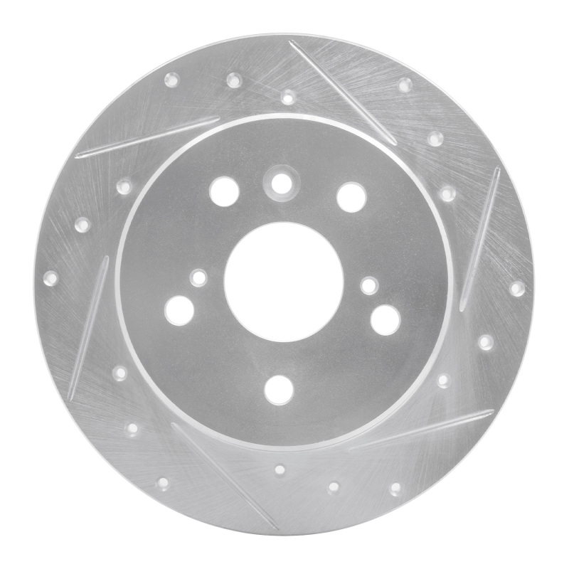 Toyota Avalon Brake Rotor (1) - Rear Right - DFC - Drilled & Slotted - Silver - `00-`04
